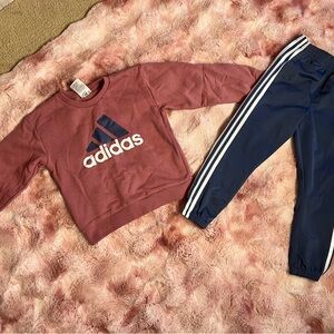 Adidas Kids' Burgundy Sweatshirt and Navy Joggers